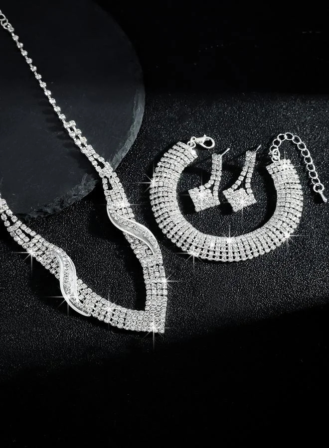 Take Two  3-Piece Embellished Necklace, Bracelet And Earrings Jewelry Set for Women | Best Price UAE